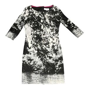 J Howard Women's Black White‎ Abstract 3/4 Sleeve Sheath Dress Size 10